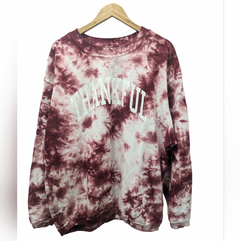 The Shop Forward TieDye THANKFUL thermal Crewneck Size L